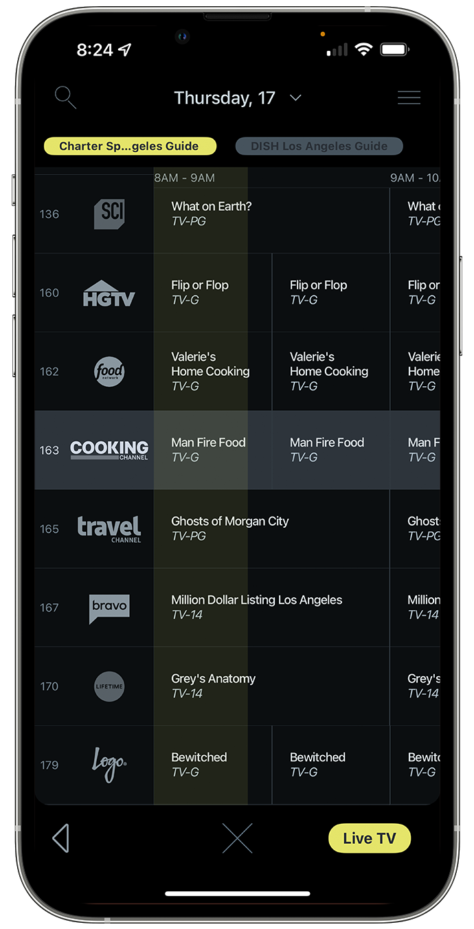Roomie Universal Remote for iPhone Live TV Guides
