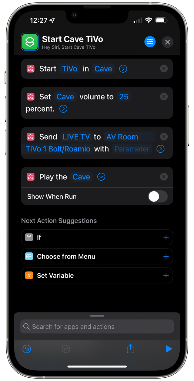 Apple Shortcuts Automation with Roomie Universal Remote